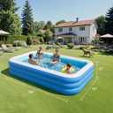 Inflatable Pool for Adults, 103" x 65" x 22" Blow Up Pools, Rectangular Family Swimming Pool