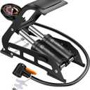 VERENO Double Barrel Bike Floor Foot Pump,Portable Air Pump Inflator Pump with 160PSI Precision Pressure Gauge Fits Presta Schrader and Deutschland Valve for Bicycle,Ball,Scooter,Car,Toys Inflatable