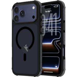 Magnetic for iPhone 17 Pro Max Case, Compatible with Magsafe, Bumper Protective Cover, Slim Shockproof Anti-Scratch Translucent Matte Men Women Phone Case for iPhone 17 Pro Max 6.9", Black