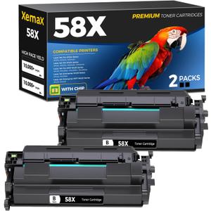 58X CF258X Black Toner Cartridges 2 Pack Compatible for HP 58X CF258X 58A CF258A Toner Compatible for HP Laser Jet Pro M404 M404n M404dn M304n MFP M428fdw M428fdn M428dw M428 Enterprise M430f M406dn