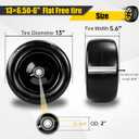 2Pc 13x6.50-6 Flat Free Zero Turn Mower Tire and Wheel with 3/4" Bearing | Extra 5/8" & 1/2" Sleeves, 13x6.5-6 Solid Heavy duty Tire with 5.5"- 7.9" Centered Hub Fit for Bad Boy/John Deere, 500lbs, 13x6.50-6 lawn mower tire
