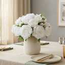 florisso White Peony Artificial Flowers - 11 Branches Silk Peonies for Home Decor, Wedding Floral Arrangements & Table Centerpieces (Silk Artificial Flowers)