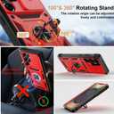 2 x PASNEW Case for Samsung Galaxy S24 FE,6.7",Red | 360°+100°Metal Kickstand,Slide Camera Cover,Military Multi-Layer Rugged Shockproof