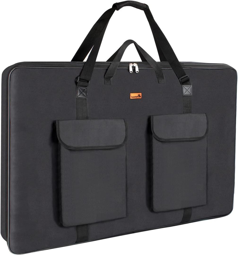TreochtFUN Art Portfolio 23 X 31in - Portfolio Case A2 Heavy duty Portfolio Folder for Artwork With Shoulder Strap, Art Supply Bag For Large Painting Board Supplies (Black)