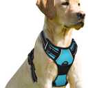 BARKBAY No Pull Dog Harness Front Clip Heavy Duty Reflective Easy Control Handle for Large Dog Walking(Blue,L) (Large(Chest:27-32"))