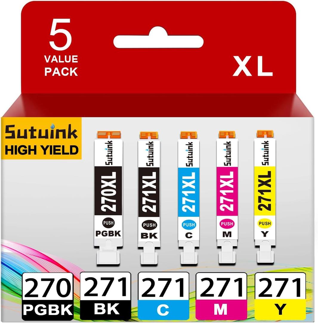PGI-270XXL CLI-271XXL Replacement for 270 271 Ink Cartridges for 270XXL 271XXL Ink Compatible with MG6821 TS6020 MG6820 TS5020 TS8020 TS9020 MG7720 MG 5720 Printer (5 Pack) Color