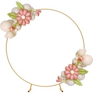 Metal Round Backdrop Stand Balloon Arch Kit - 6.5ft(2m) Golden Circle Backdrop Stand for Birthday Party Wedding Graduation Photo Background Garden Plants Climbing Vines Decoration