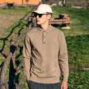 Men's Polo Sweater Fashion Collar Casual Sweater (Brown, XL)