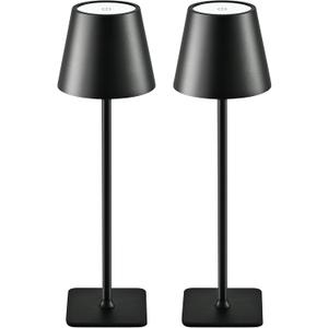2-Pack Rechargeable Cordless Table Lamps, Battery-Operated Wireless Minimalist Table Lamp, 3 Colors Stepless Dimming LED Adjustable Height Table Lamp for Dining/Bedside/Camping (2, Double-rod black)
