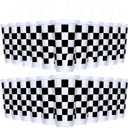 Domensi 24 Pcs Race Car Cups 24 oz Checkered Flag Party Supplies Thick Plastic Tumblers with Lids and Straw Iced Coffee Reusable Water Bottle for Adult Birthday Sport Racing Theme Party