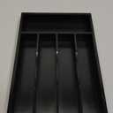 Bamboo Silverware Organizer, Kitchen Drawer Organizer, Utensil Holder, Cutlery Tray & Spoon Flatware Storage with Grooved Drawer Dividers (Black, 9.5''W x 13.5''D)