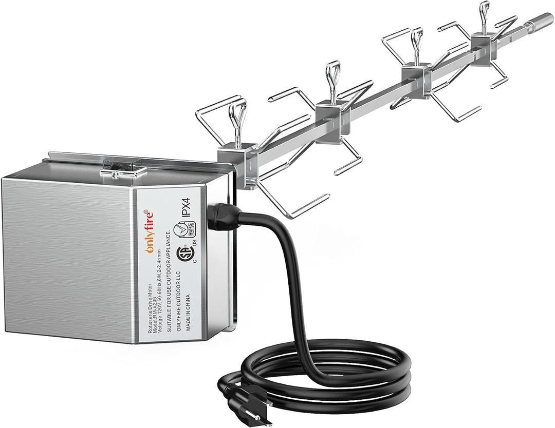 onlyfire Stainless Steel Grill Rotisserie Kit Replacement for Weber Genesis II and Genesis II LX 4 & 6 Burner Gas Grills, NOT FIT 2022 Genesis 400 Series Grills