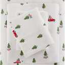 Woolrich Cotton Sheet Set Cottage Charms Print, 100% Cotton Flannel Sheets Warm & Fuzzy Bedding Set Queen Size Sheets, Fitted Pocket Fits Up to 14" Mattress, Queen Green Tree Trip 4 Piece (Queen, Tree Trip)