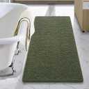 LOCHAS Luxury Bathroom Rug Shaggy Bath Mat 24 x 44 Inch, Washable Non Slip Bath Rugs for Bathroom Shower, Soft Plush Chenille Absorbent Carpets Mats, Olive Green