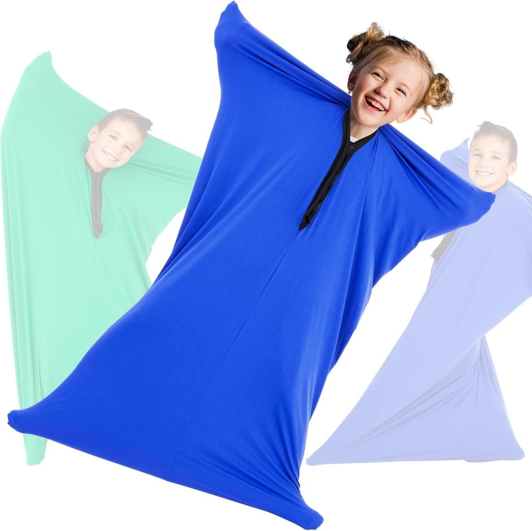 OUTREE Sensory Sock for Kids, Small,3-5 Years,39''27'',Good for Height:2'9'' - 3'6'',Full Body Sock Provides Deep Pressure Input, Sensory Toys for Autistic Children with A Carrying Bag,Blue