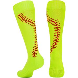 Century Star Softball Baseball Socks for Women Girls Youth Multi-sport Athletic Socks (X-Small, Neon Yellow)