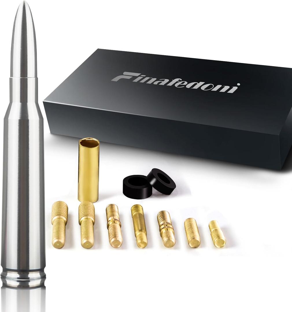 7.8in Chrome Bullet Antenna 50 Cal Car Truck Antenna Truck Accessories Silverado 1500 F150 F250 F350 RAM GMC Sierra Ranger Short Replacement Antena (Chrome, 7.8inch)