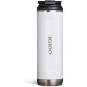 Igloo Flip 'n' Sip Tumbler | Stainless Steel Water Bottle (20 Oz White)