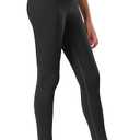 Girl's Fleece Lined Leggings Youth High Waist Warm Winter Athletic Yoga Pants with Hidden Pocket S-M Black