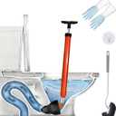 Upgraded Toilet Plunger,High Pressure Toilet Plunger,Powerful Air Drain Unclogger,Toilet Brush and Plunger Set,All Purpose Toilet unclogging Tool for Bathroom(Plunger Upgrade)