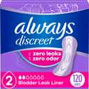 Always Discreet Adult Incontinence & Postpartum Liners for Women, Size 2, Very Light Absorbency, Regular Length, 120 Count (Packaging May Vary) (120 Count (Pack of 1))