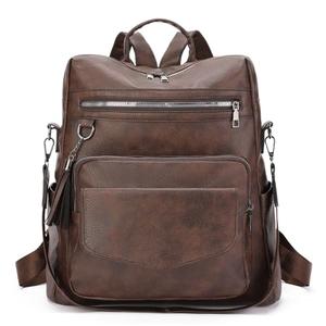 GAEKEAO Women Backpack Purse PU Leather Anti-theft Large Fashion Designer Travel Bag Ladies Satchel Bags with Zipper Tassel, 13.26"L x 6.24"W x14.04"H, B03 Coffee