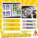 Card Binder  4 Pocket Zipper Collection Album, Premium PU Holder, Double-Sided Display for 400 Cards, Includes 5 Hard Plastic Sleeves for Game Cards, Sports CardsCartoon Stickers