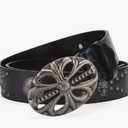 AIBEARTY Unisex Retro Cowboy Bohemian Style Pu Leather Belt Punk Skull Rivet Waist Belt Hip Hop Rock Waistband for Women Men