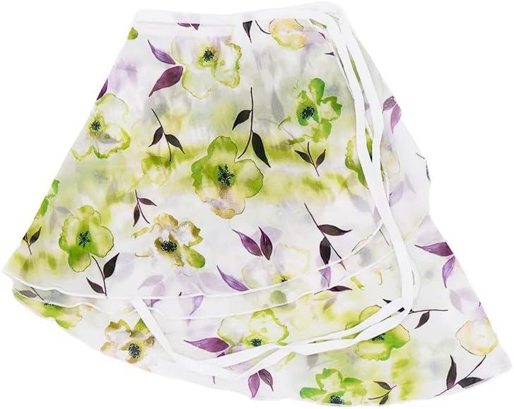 2 x DanceForma Flowers Pattern Ballet Chiffon Wrap Skirts Skwodico WSK2212 (Green, M)