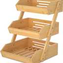 Large 3 Tier Bamboo Fruit Basket Stand for Kitchen Countertop  Fruit Holder  Suitable for Bread, Vegetables, Produce, Home Storage and Display