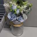 Faux Flowers with Vase,Artificial Silk Roses in Vase, Fake Plant Eucalyptus Flower Arrangement for Home Office Farmhouse Bathroom Dining Table Centerpiece Decorations Coffee Table Decor (Dusty Blue)