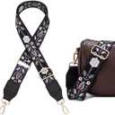 Aeiruo Purse Strap, 1.5" Cowhide Head Wide Shoulder Bag Strap Adjustable Replacement,Jacquard Embroidery Crossbody Bag Straps