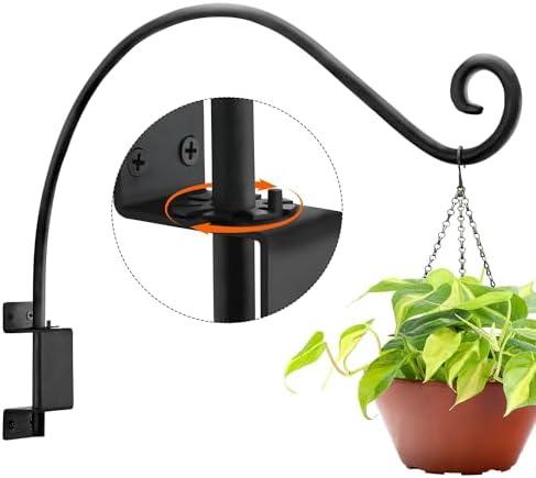 Lifyzoon Swivel Hanging Plant Bracket Outdoor: Long Bird Feeder Hanger Bracket for Tree - Wall Mount Swivel Hook for Hummmingbird 22 Inch