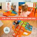 6-Piece Foam Climbing Blocks for Toddlers with Wooden Cars & Sticker Book, Glow in the Dark Race Track Soft Play Set, Indoor Kids Climbing Toys, CertiPUR-US® Foam, PU Leather