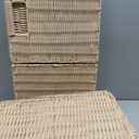 10.5 x 10.5 in Plastic Wicker Baskets for Cube Storage, Collapsible Square Wicker Storage Basket for 11 x 11 Cube Shelves Set of 4, Rattan Storage Cube, Square Baskets for Shelves - Beige