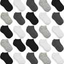 Kids Socks - 25 Pairs Toddler Ankle Socks Set, Low Cut for Boys & Girls (0-14 Years Old) (#1 Black+white+grey+darkgrey 25pk)