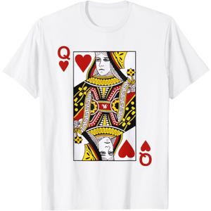 Queen of Hearts Blackjack Cards Poker 21 Q Couple Matching T-Shirt, Size S