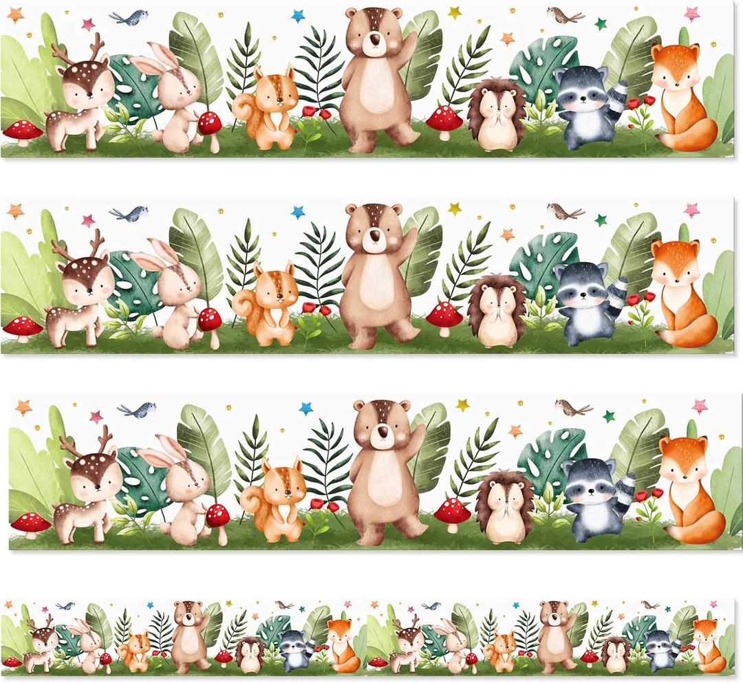 Colarr 50ft Jungle Animal Bulletin Board Borders Jungle Safari Themed Decoration Animals Border Trim Colorful Classroom Cutouts Back to School Decals Blackboard Office Chalkboard Whiteboard Wall Decor