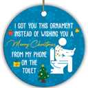 2pcs Toilet Phone Christmas Ornament Funny Bathroom Humor Ornament for Adults, Coworkers & Friends White Elephant Gift, Secret Santa Gag, Novelty Ceramic Ornament