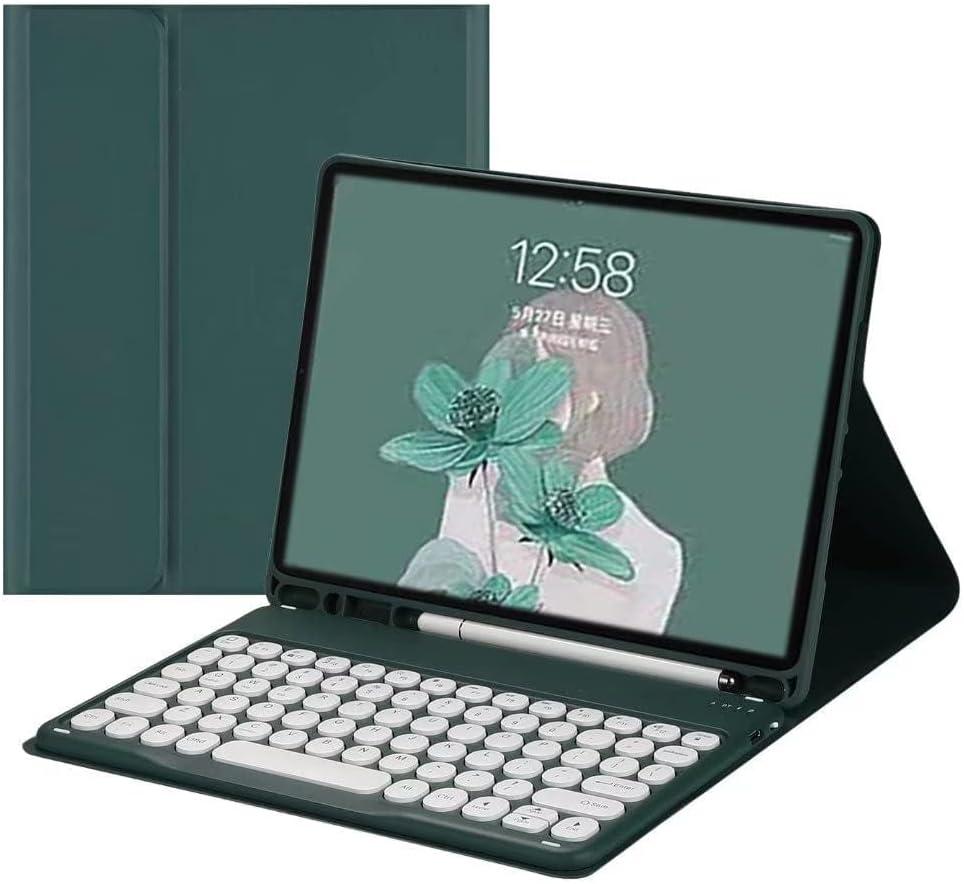 Keyboard Case for iPad Pro 11 Inch (M5/M4) 2025/2024,Flip Folio Stand Cover with Pencil Holder & Round Keys Magnetically Detachable Keyboard, Teal