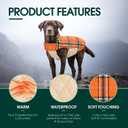 Kuoser Waterproof Dog Coat, Reversible Dog Jacket for Medium Dogs, Adjustable Durable Doggie Winter Coat Warm Puppy Cold Weather Apparel, Orange M
