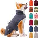 KYEESE Dog Coat Warm Pet Winter Puffer Coat with Leash Hole Soft Pet Sweater for Cold Weather Waterproof Dogs Jacket with Fleece Lined Thick Pets Clothes with Pocket Windproof Dog Coats for Small Dogs (Large, 03# Gray)