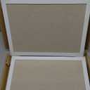 2-Pack Double-Sided Cork Board with Linen, 16" x 12" Hanging Wood Framed Bulletin Board, Picture Display Vision Board Kit Corkboards for Wall School Office Decor, 20 Pushpins (Vintage White)