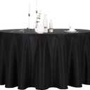Ascoza 2pack 120 Inch Black Round Tablecloth in Polyester Fabric for Wedding/Banquet/Restaurant/Parties