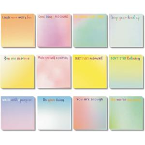 2 x 24 Pack Inspirational Sticky Notes, 720 Sheet Positive Self-Stick Note 3x3, for Gifts, Teacher, Students, Coworker, Colleague, Office and School Supplies
