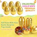 12 Pcs 6" Jumbo Golden Plastic Easter Eggs, Metallic Giant Gold Eggs Empty Easter Eggs Fillable, Easter Basket Stuffers, Party Favor, Classroom Prize Supplies for Kids