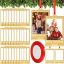 24 Christmas Acrylic Picture Frames Ornaments 2025 Photo Frame 2 x 3 Inches with Satin Ribbon Double Sided Picture Ornaments for Christmas Tree (Remove The Surface Film Before Use) (Gold)