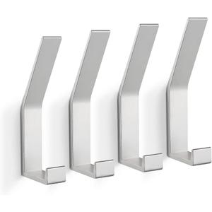 Coat Rack Hooks Wall Mounted, Silver 4Packs, Bath Towel Rope Hooks for Kitchen, Door, Cabinet, Bathroom, Foyers, Hallways, and Bedrooms