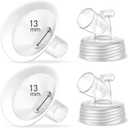 2 Packs 13mm Flange Set, Updated Soft Rim Shield and Wide Mouth Base Connector Pump Parts for Spectra S2 Spectra S1 9 Plus Breastpumps Accessories, 106 Degree Wider Opening Angel