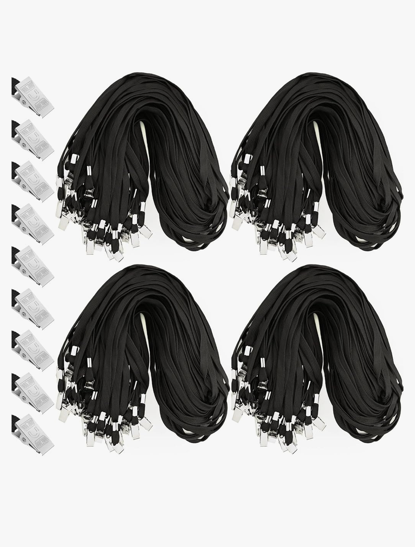 Beieverluck 200 Pack Badge Lanyards Bulk Lanyard with Bulldog Clip Neck Cruise Flat Lanyard for ID Card Badge Holders